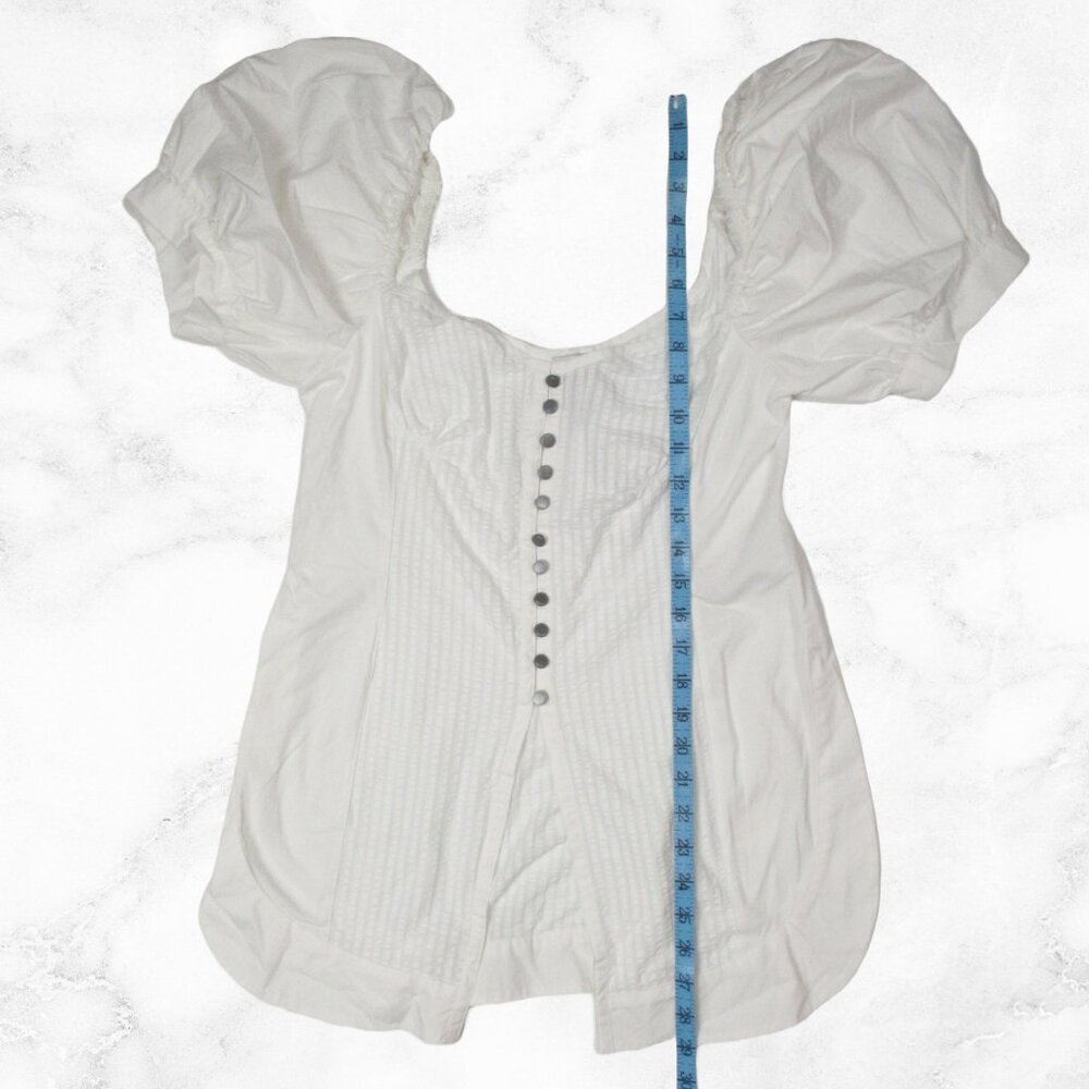 Anthropologie Maeve Puff-Sleeve Sweetheart Top White M - Picture 5 of 8